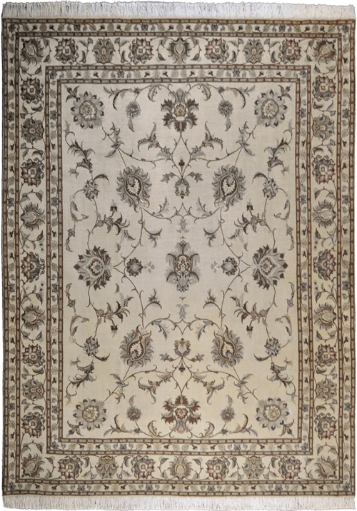 Персидский ковёр из шерсти с шёлком кремового цвета
