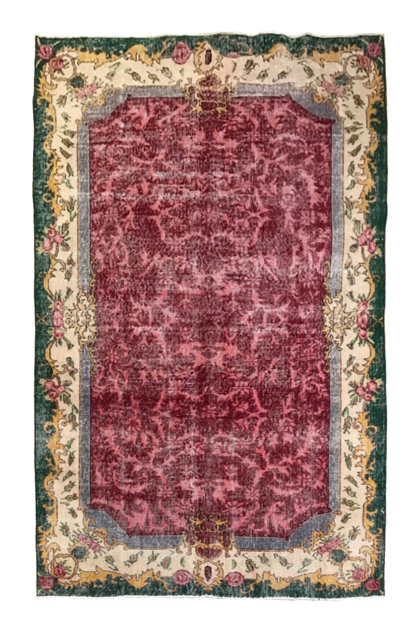 Турецкий винтажный ковёр вишнёвого цвета