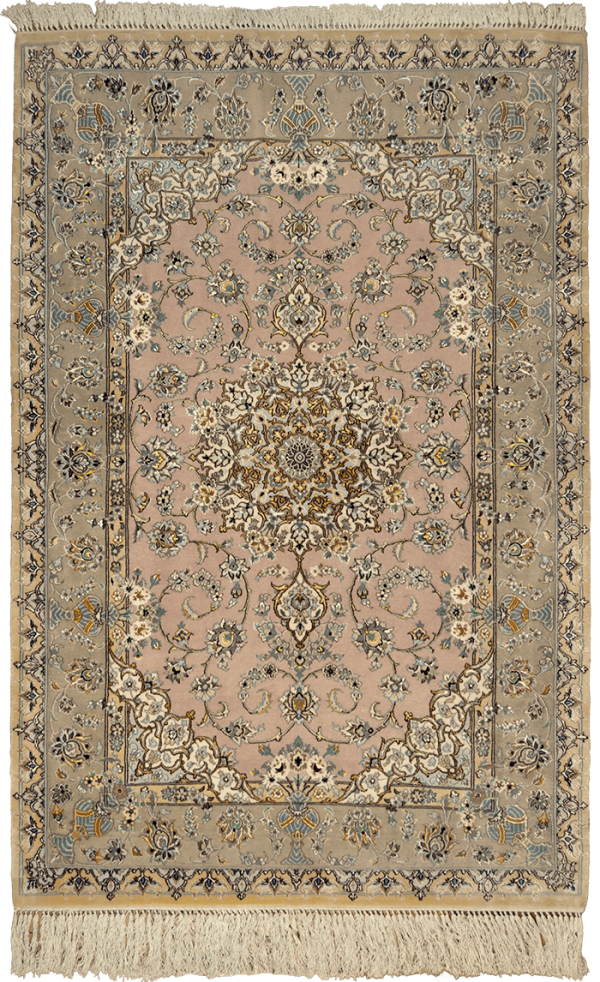 Маленький персидский ковёр розового цвета «Исфахан Медальон"