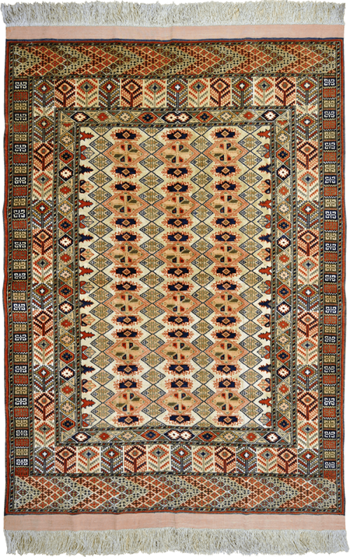 Персидский ковёр с туркменским узором из шерсти и шёлка