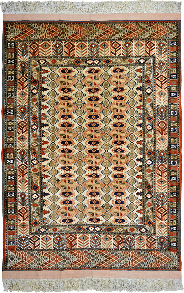 Персидский ковёр с туркменским узором из шерсти и шёлка