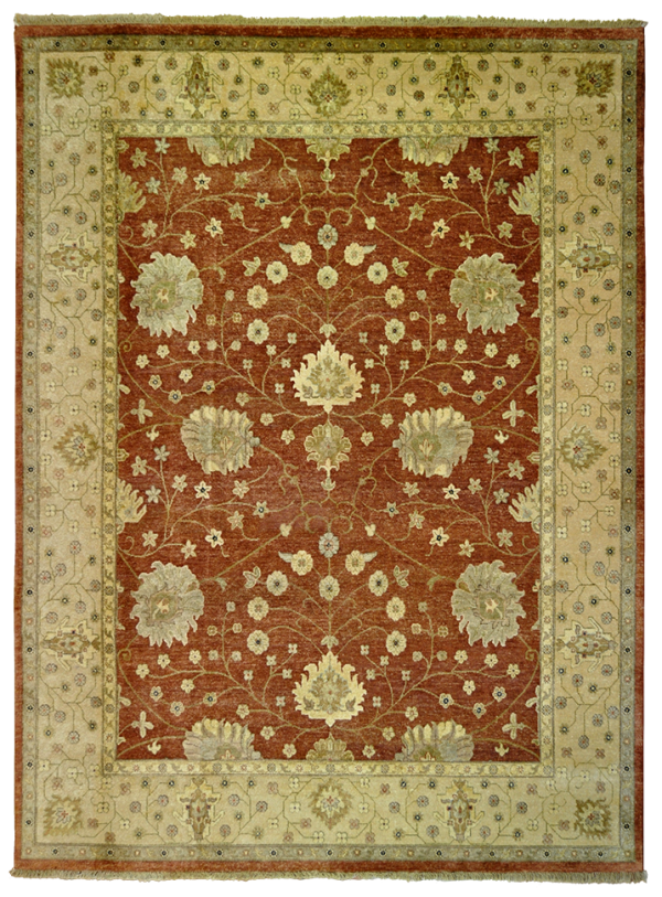 Индийский шерстяной ковёр ручной работы коричневого цвета