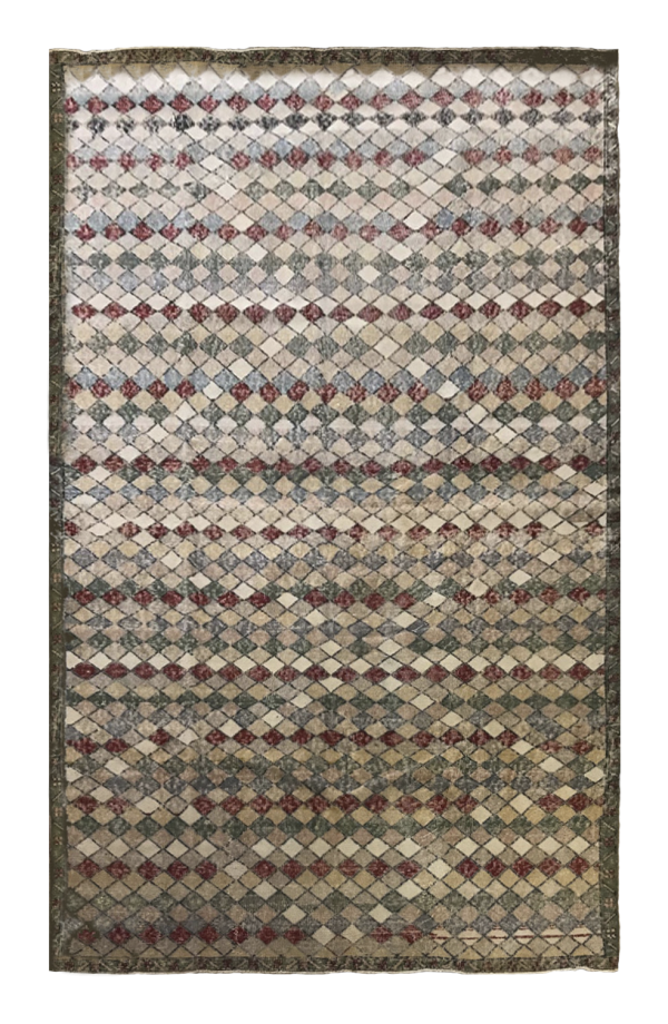 Турецкий шерстяной ковёр ручной работы в клетку