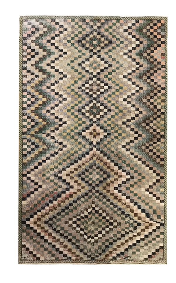 Турецкий шерстяной ковёр ручной работы с геометрическим орнаментом