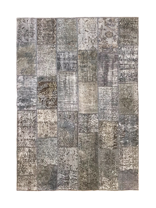 Лоскутный ковёр серо-бежевого цвета из натуральной шерсти ручной работы
