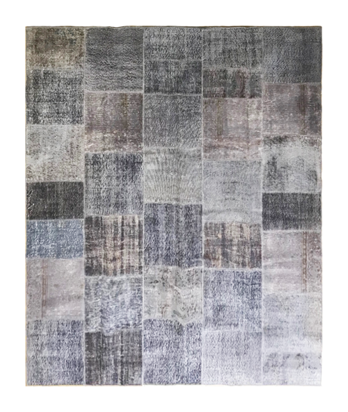 Лоскутный ковёр бежево-серого цвета из натуральной шерсти