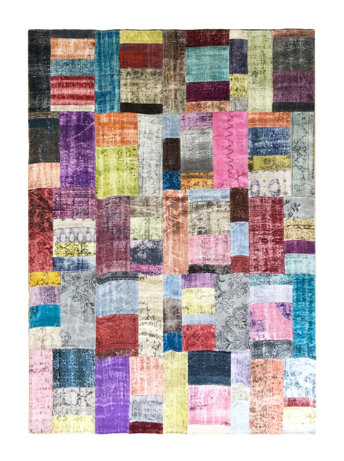 Разноцветный лоскутный ковёр ручной работы из натуральной шерсти