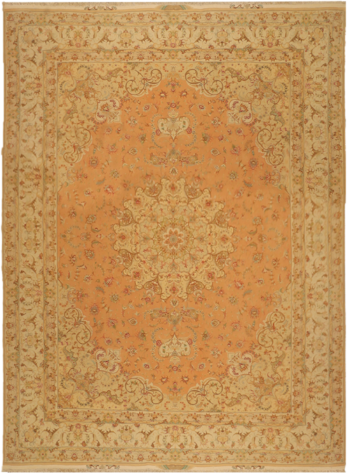 Персидский ковёр ручной работы персикового цвета "Табриз Медальон"