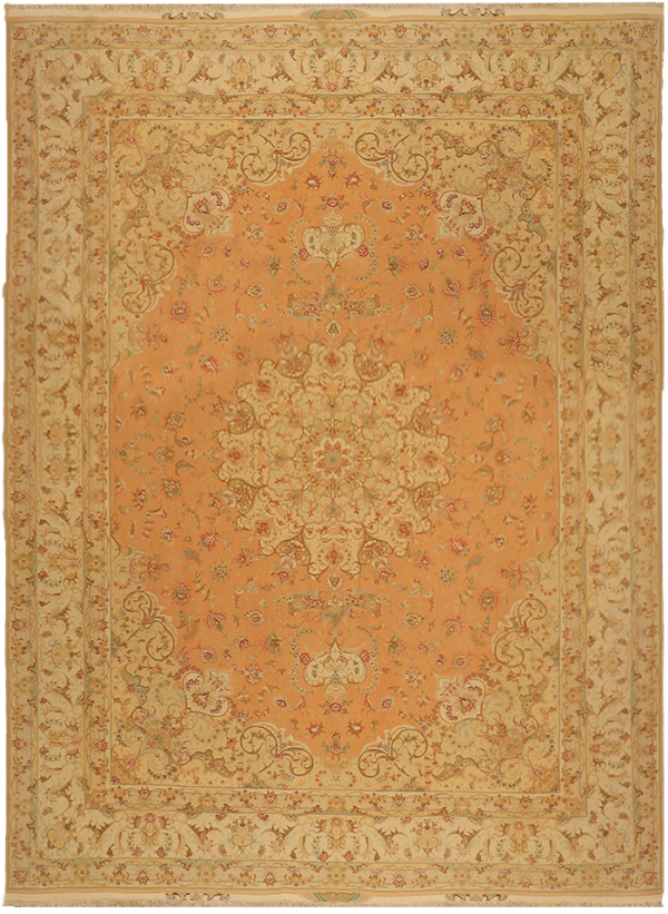 Персидский ковёр ручной работы персикового цвета "Табриз Медальон"