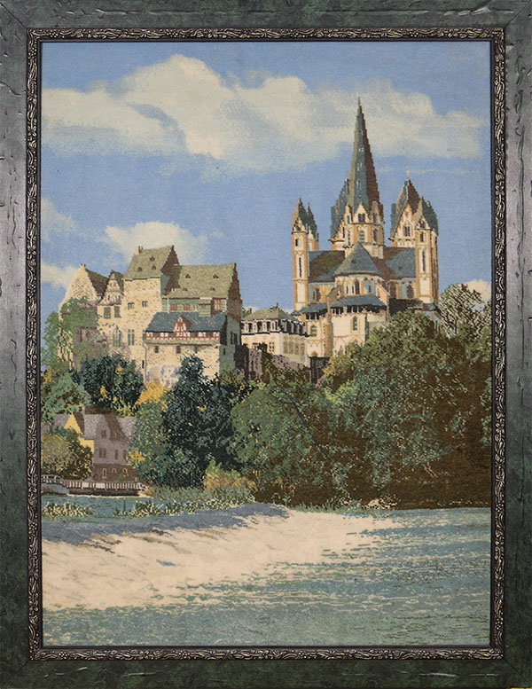 Ковровая картина ручной работы "Замок у реки"