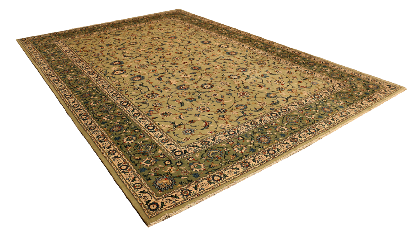 Персидский шерстяной ковёр серо-зелёного цвета ручной работы