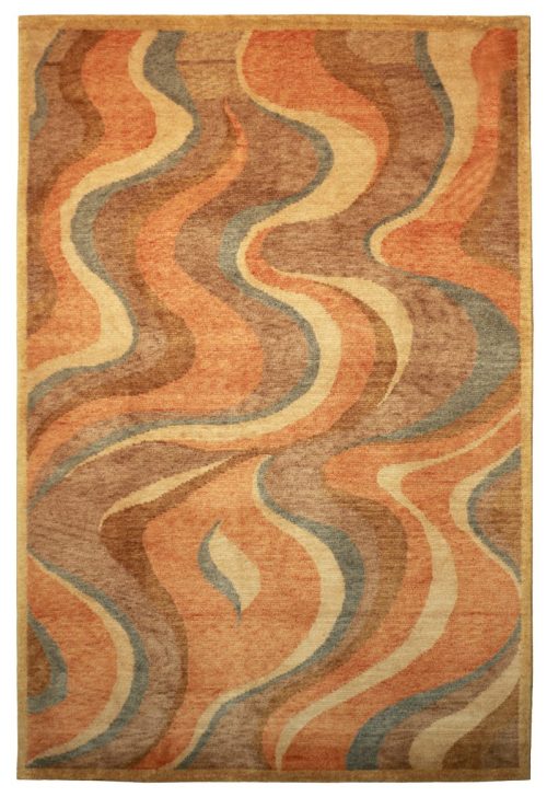 Индийский шерстяной ковёр с абстрактным рисунком ручной работы