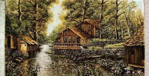 Ковровая картина ручной работы "Звонкий ручей в лесной тиши"