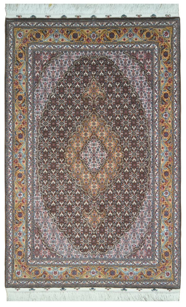 Персидский ковёр из шерсти и шёлка "Табриз Медальон Махи Лале"