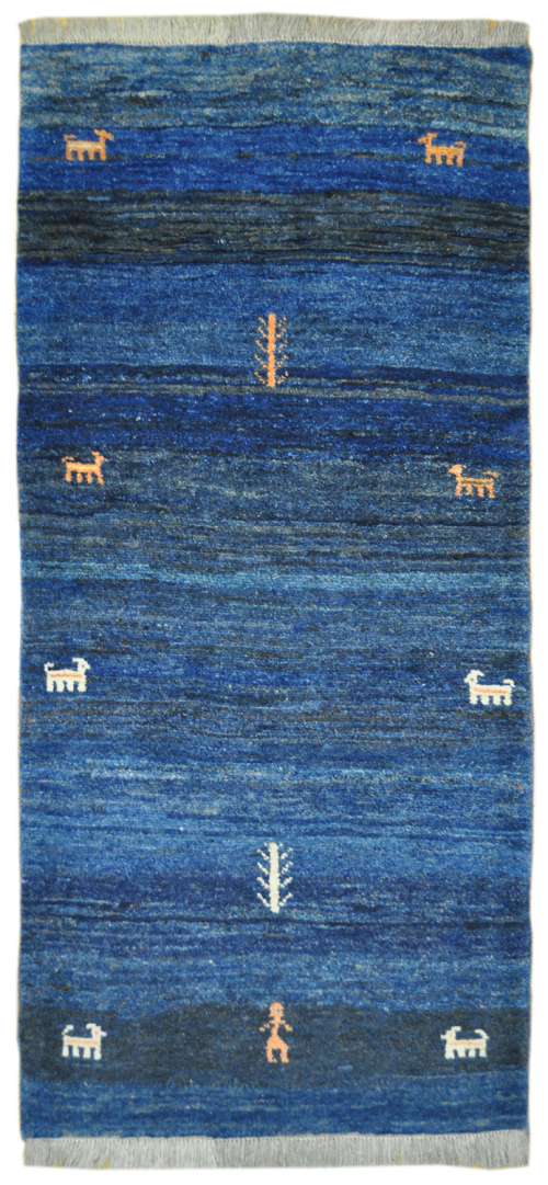 Персидский ковёр ручной работы с высоким ворсом синего цвета "Габэ"