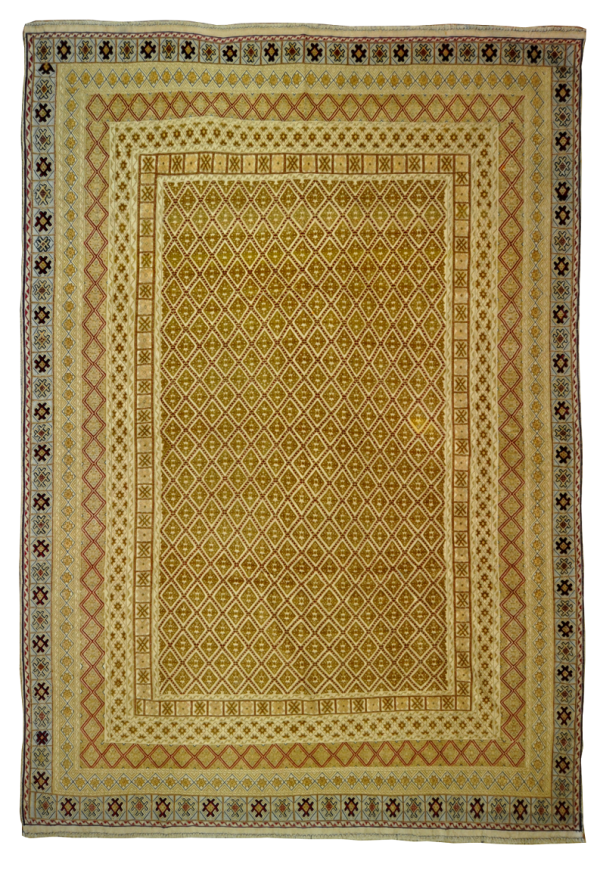 Ковровый килим песочного цвета из натуральной шерсти ручной работы