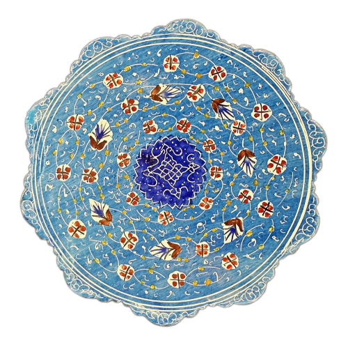 Тарелочка декоративная настенная голубого цвета