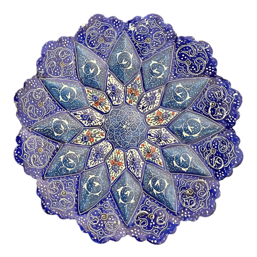 Тарелка из меди синего цвета ручной работы