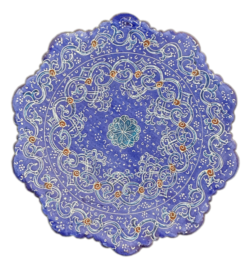 Тарелка синяя декоративная ручной работы
