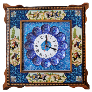 Настенные часы «Королевское поло» из ореха расписанные эмалью