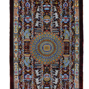 Шёлковый персидский ковёр ручной работы бордового цвета