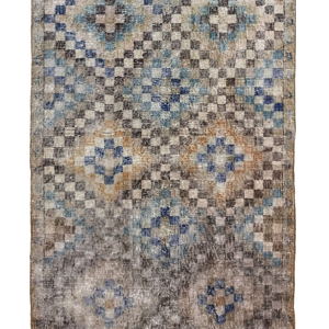 Шерстяная широкая дорожка с ромбовидным узором ручной работы