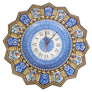 Часы настенные из ореха ручной работы "Снегири"