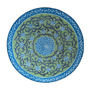 Блюдце медное зелено-голубых оттенков ручной работы