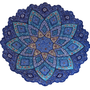 Тарелка медная покрытая синей эмалью ручной работы