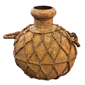 Кувшин для воды из керамики с кожаными ручками ручной работы