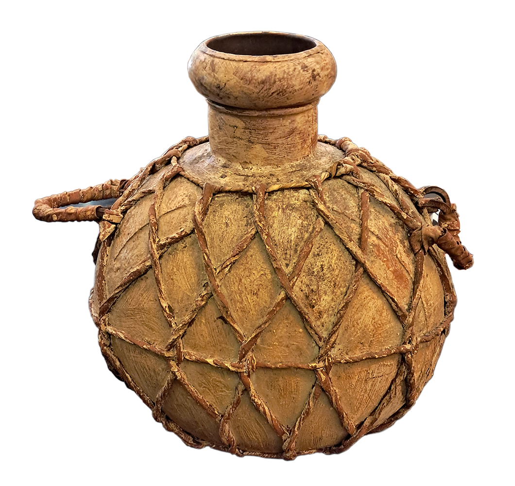 1706 Кувшин для воды из керамики с кожаными ручками ручной работы