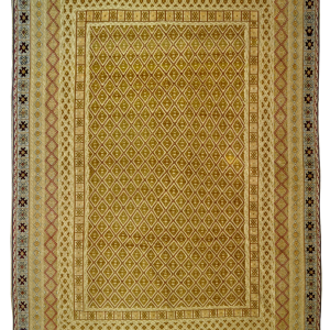 Ковровый килим песочного цвета из натуральной шерсти ручной работы