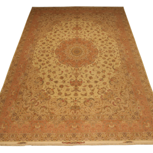 Большой персидский ковёр персикового цвета из шерсти и шёлка