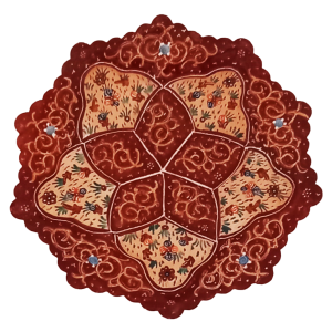 Тарелка маленького размера коричневого цвета из меди и эмали