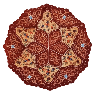 Тарелка декоративная коричневого цвета из меди и эмали