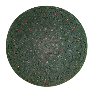 Тарелка зелёного цвета из меди и эмали ручной работы