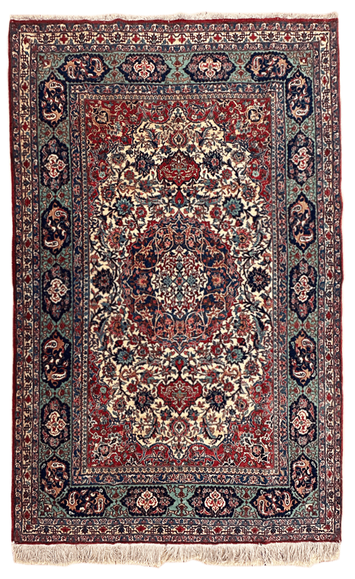 299 (1) Старинный ковер из шерсти и шёлка "Исфахан Медальон"